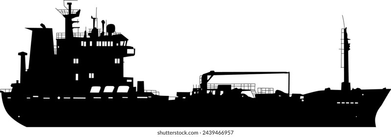 Silhouette on a white background of a transport ship.