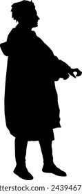 Silhouette on a white background of a woman on a walk.
