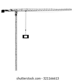 Silhouette of one construction cranes. Vector illustration.
