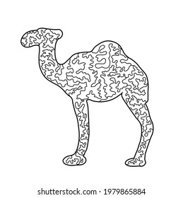 Silhouette Of A One Humped Camel With A Wavy Pattern Inside