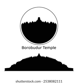 
silhouette of one of the largest Buddhist temples in the world, namely Borobudur Temple.