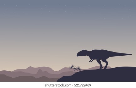 Silhouette of one mapusaurs scenery