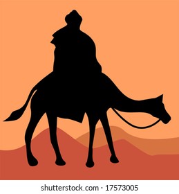  silhouette of one of the wise man in camel	
