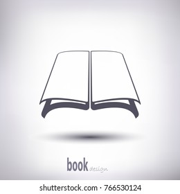 Silhouette of an open book. With a shadow on a gray background. Vector 