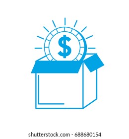 silhouette open box with coin cash money inside