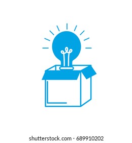 silhouette open box with electric bulb light