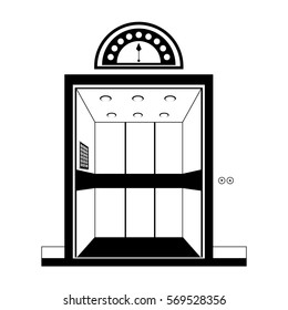 silhouette open building elevator building door