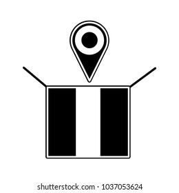 silhouette open delivery package with location symbol