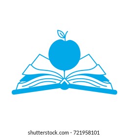 silhouette open notebook with papers and apple fruit