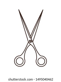 silhouette of open scissor in white background icon