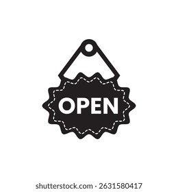 Silhouette of an open sign vector illustration