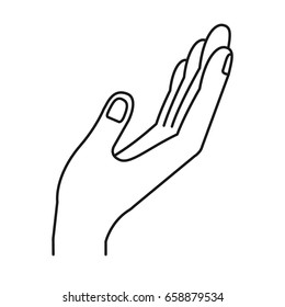 silhouette opened hand of symbol of receiving vector illustration