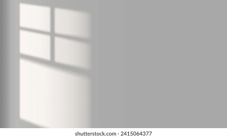 Silhouette opened window on checkered background. Sunlight on studio wall.