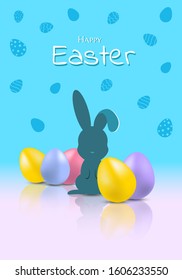 silhouette orange rabbit happy easter lettering creative abstract modern vector flat style minimalism light background