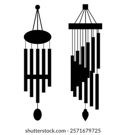 Silhouette of Oriental Musical Instrument Wind Chimes