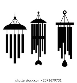 Silhouette of Oriental Musical Instrument Wind Chimes