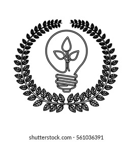 silhouette ornament of leaves with bulb with leaf inside