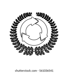 silhouette ornament leaves with circular recycling symbol