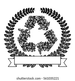 silhouette ornament of leaves with recycled symbol