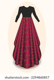 Silhouette ornament Woman in dress for wedding decoration, prom wedding dress maxi, indian style frock dress	
