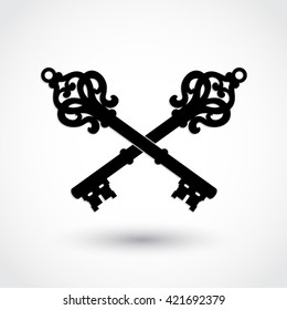 silhouette ornamental crossed keys / vector icon