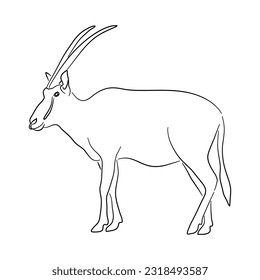 Silhouette of a Oryx made in sketch style. Vector illustration.