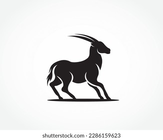 silhouette oryx scared want to run logo design template illustration inspiration