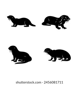 silhouette of a otter front view isolated 