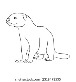 Silhouette of a Otter made in sketch style. Vector illustration.