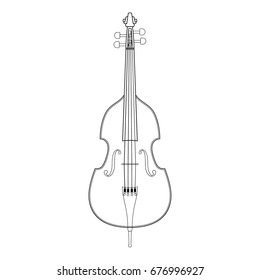 Silhouette outline double bass vector illustration