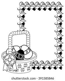 Silhouette with outline image of Easter basket