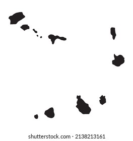 Silhouette outline map of Cabo Verde islandspart of Africa in silhouette over a white background