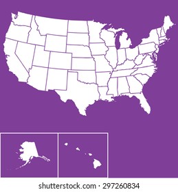 Silhouette outline map of the United States of America