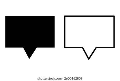 silhouette and outline message icon vector, speech bubble icon vector on white background