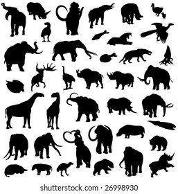 Silhouette outline of prehistoric animals