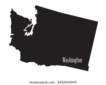 Silhouette outline of the state of Washington isolated on a white background