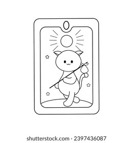  Silhouette, outline, Tarot cards, magic, cute cartoon style with cats