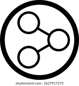 Silueta delineada icono de compartir conectado para plataforma y transferencia de comunicación sobre fondo blanco