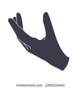 Silhouette of an outstretched open hand. Vector illustration isolated on a white background
