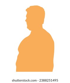 Silhouette of overweight man on white background