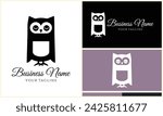 silhouette owl bird logo template