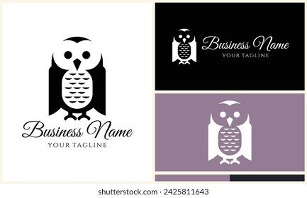 silhouette owl bird logo template