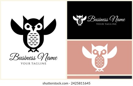 silhouette owl bird logo template