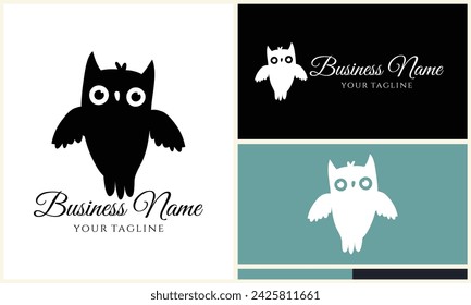 silhouette owl bird logo template