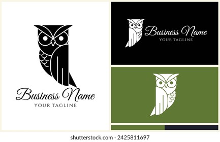 silhouette owl bird logo template
