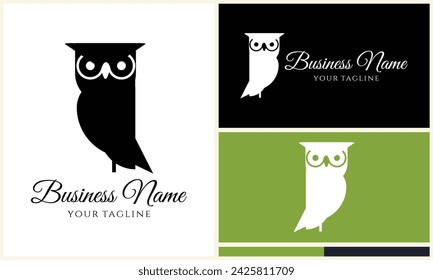 silhouette owl bird logo template