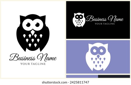silhouette owl bird logo template