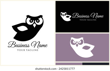 silhouette owl bird logo template
