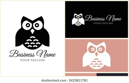 silhouette owl bird logo template