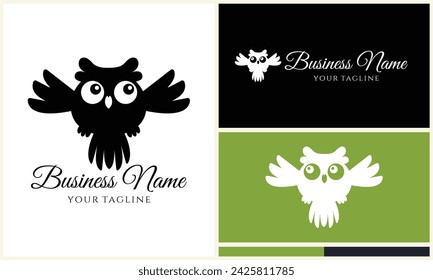 silhouette owl bird logo template